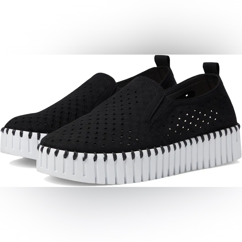 NWOT Ilse Jacobsen Tulip 141 Black Perforated Slip-On Flat sneaker breathable 39